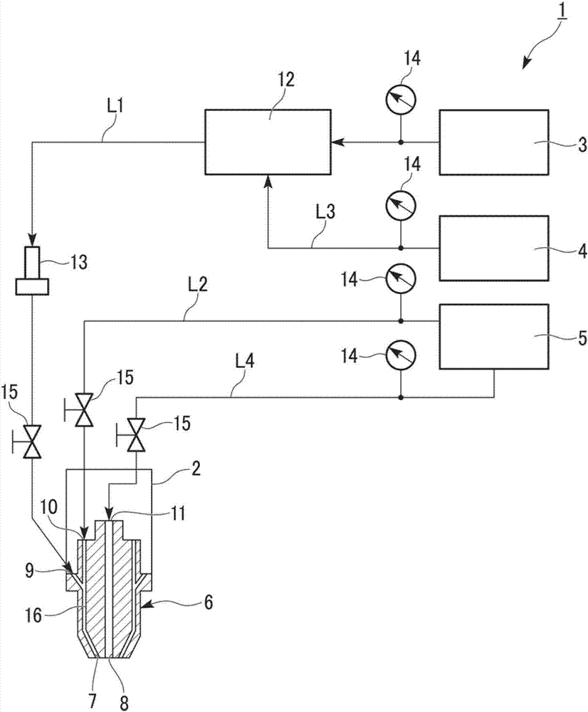 Gas cutting method, gas cutting device and cutting nozzle