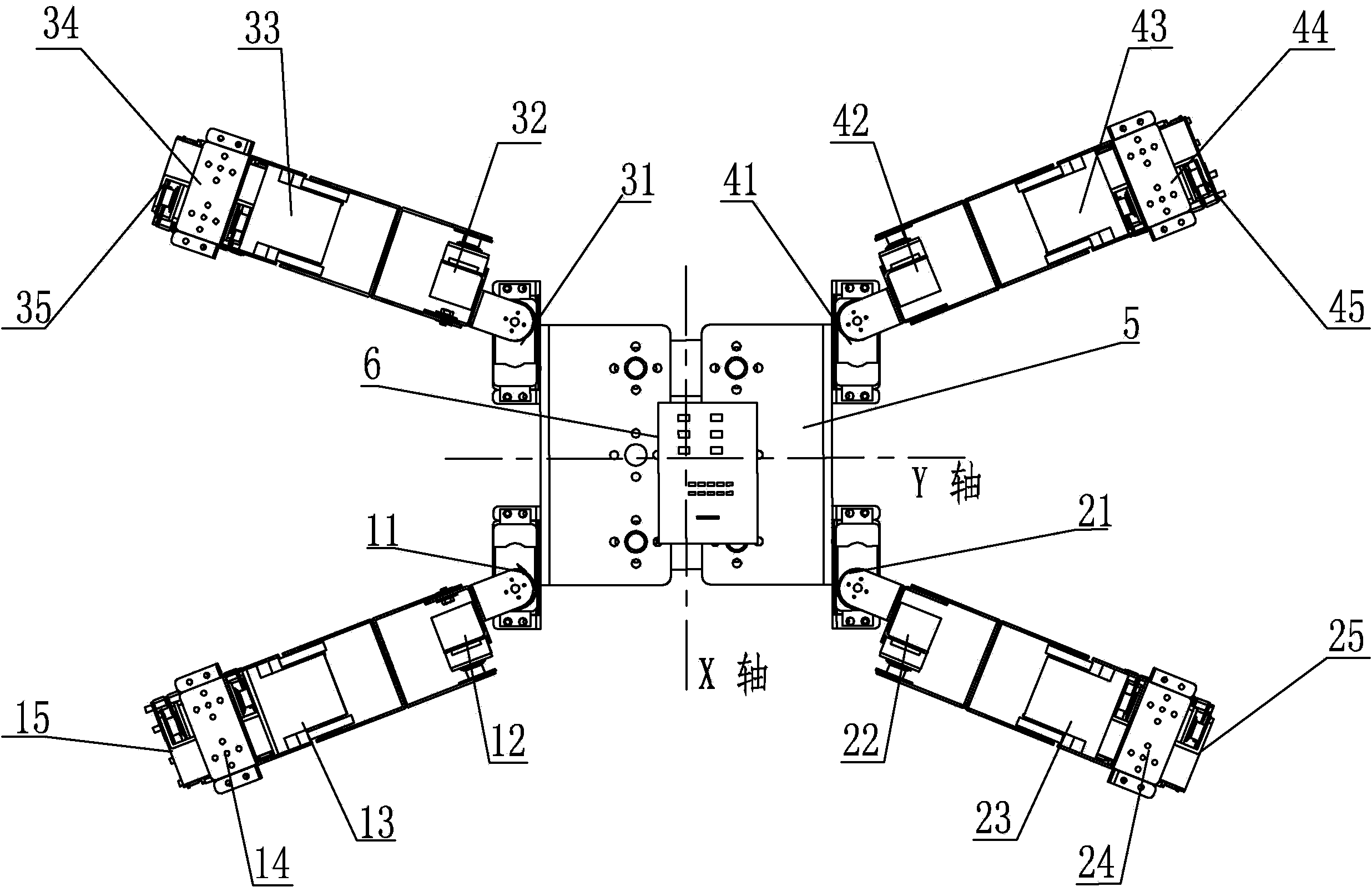 Toe-supporting type quadruped robot with climbing, grabbing and excavating functions