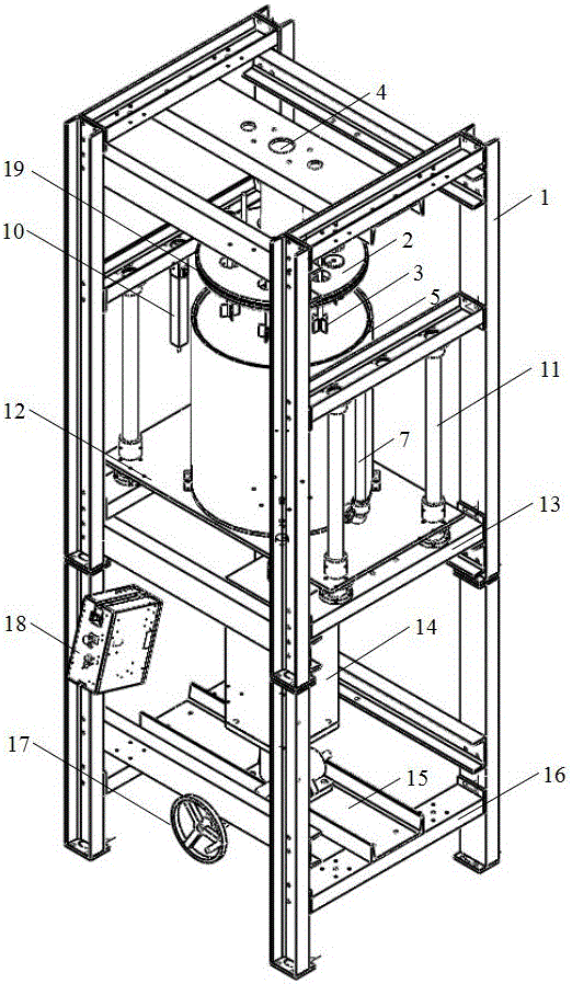 Testing device for measuring shearing strength parameter changes in solidifying process of soft clay