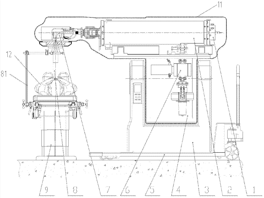 Movable horizontal intraoperative radiotherapy apparatus