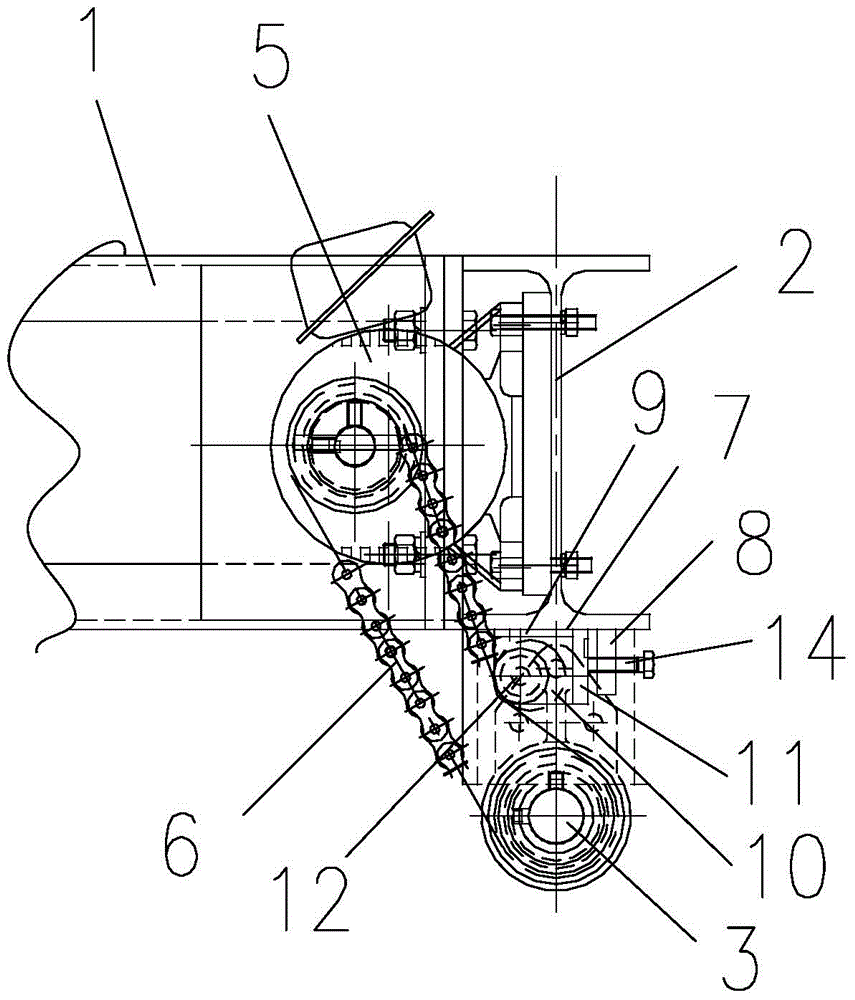 Adjusting and tensioning device of solid parking equipment move transmission chain