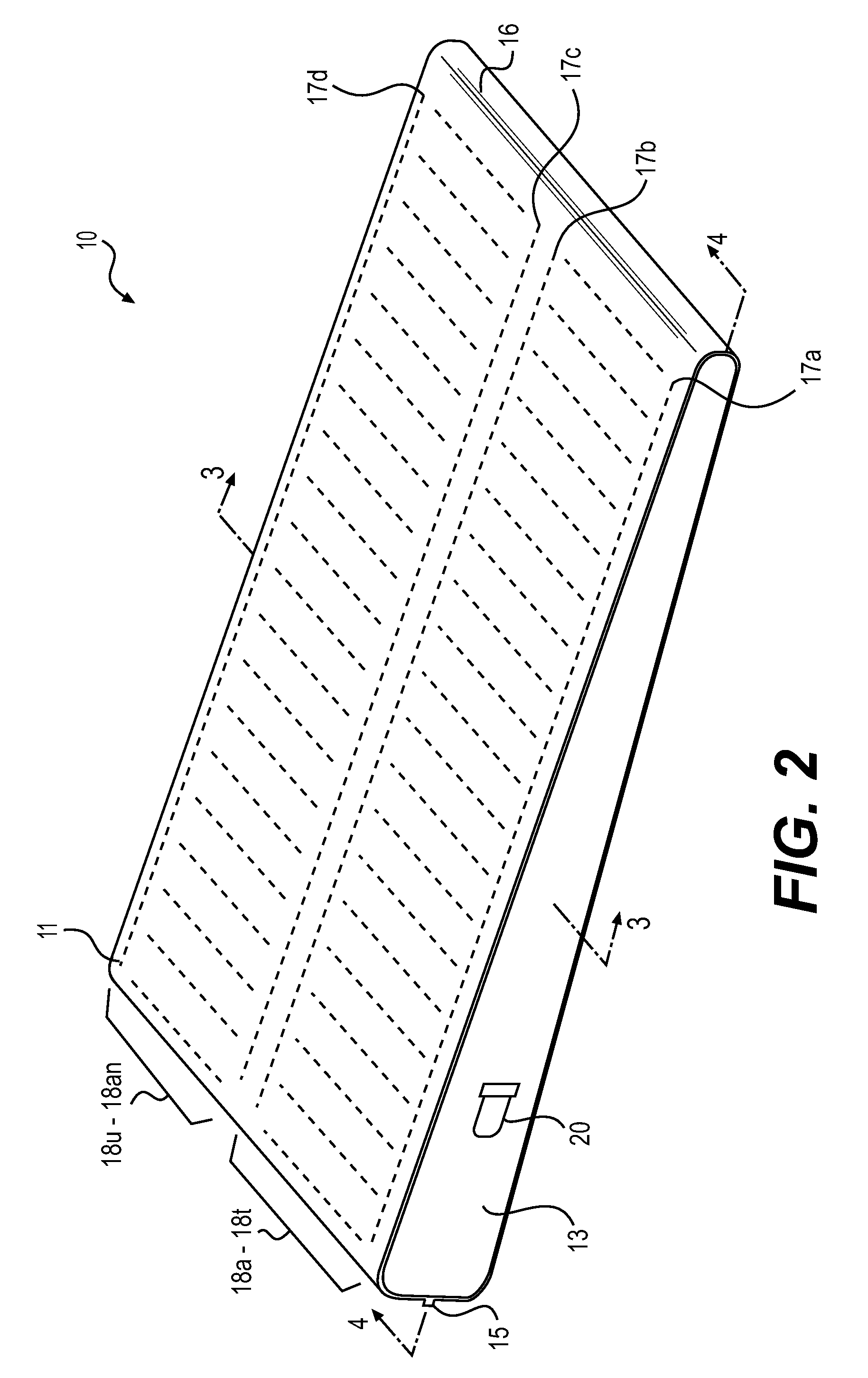 Inclined air mattress having internal air baffles and supports