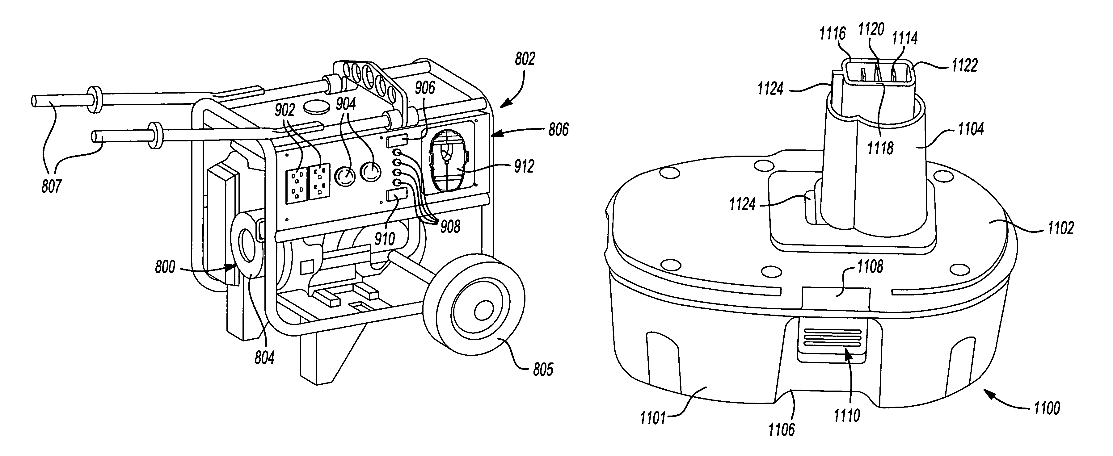 Starter system for portable internal combustion engine electric generators using a portable universal battery pack