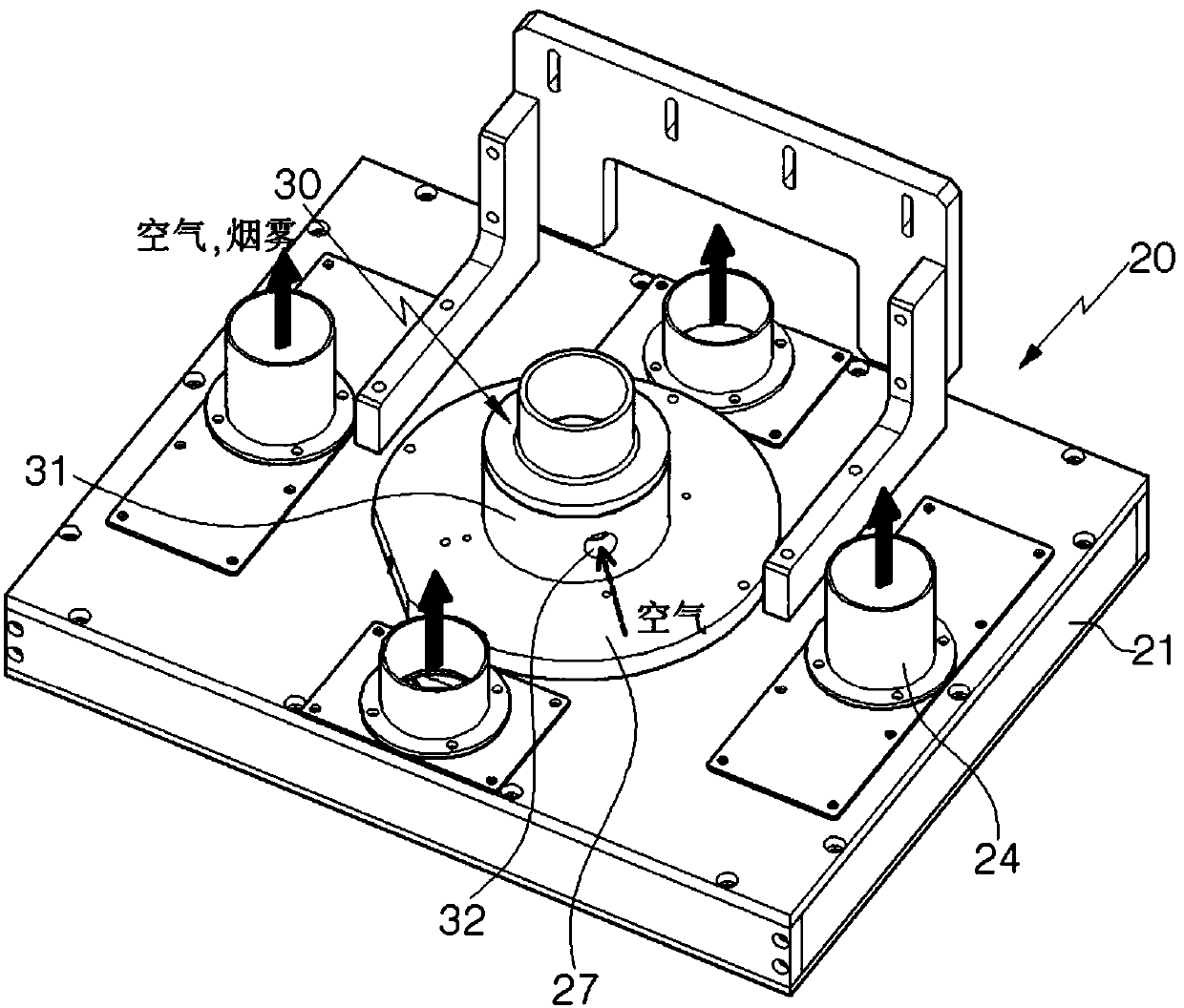 Laser processing scanner head combined with laser and air suction ball