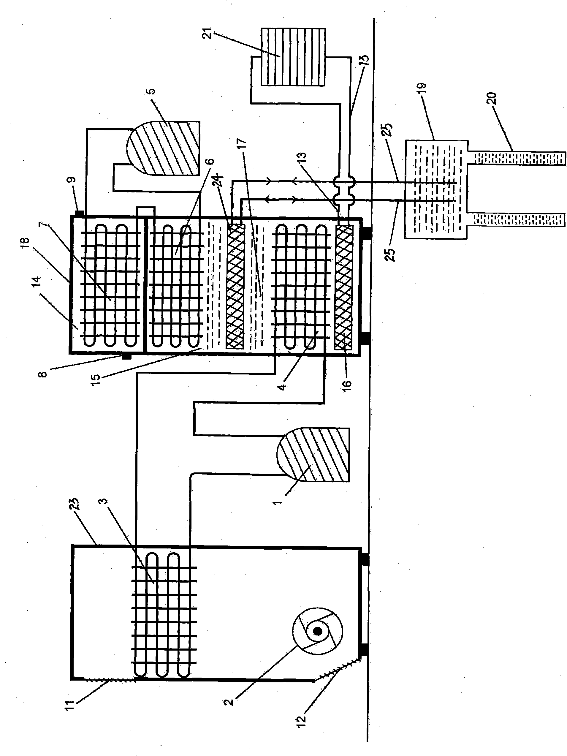 Water-cooled air conditioning and water heating system