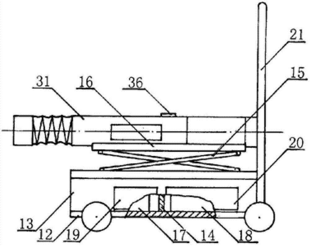 Trolley type tail gas carbon dioxide discharge amount detector for automobile and detection method thereof