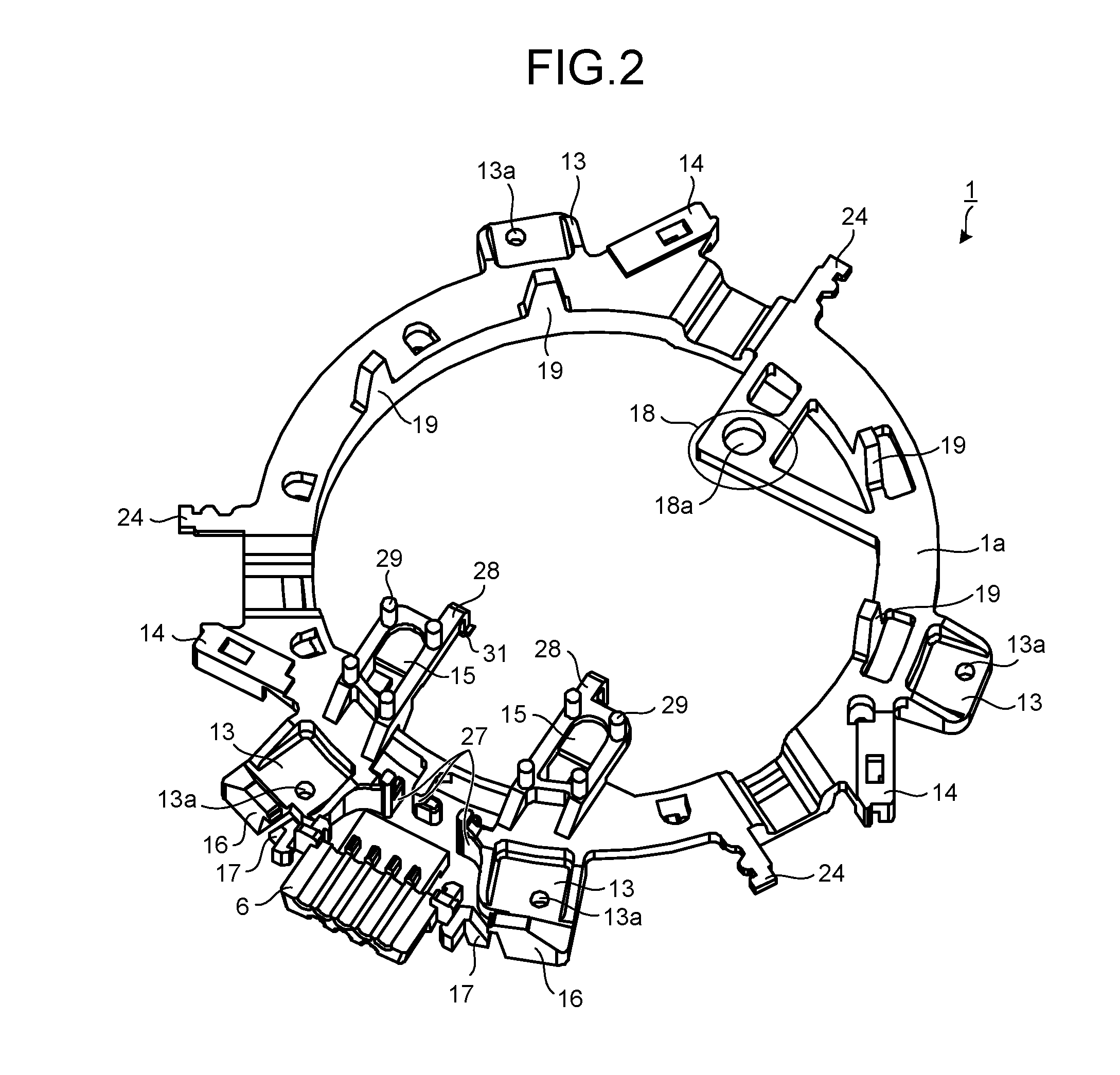 Molded stator, molded electric motor, and air conditioner