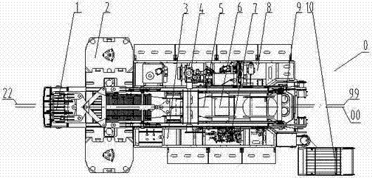 A crawler crane platform eccentric arrangement structure and a crane containing the structure