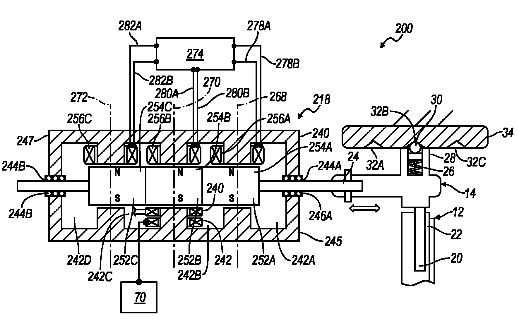 Electromagnetic synchronizer actuating system