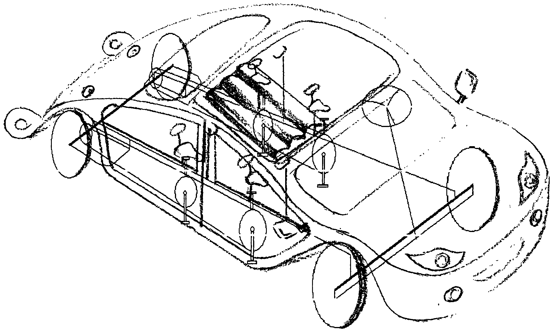 Variable-torque bicycle with bumpers, signal lamps and awning driven by multiple persons