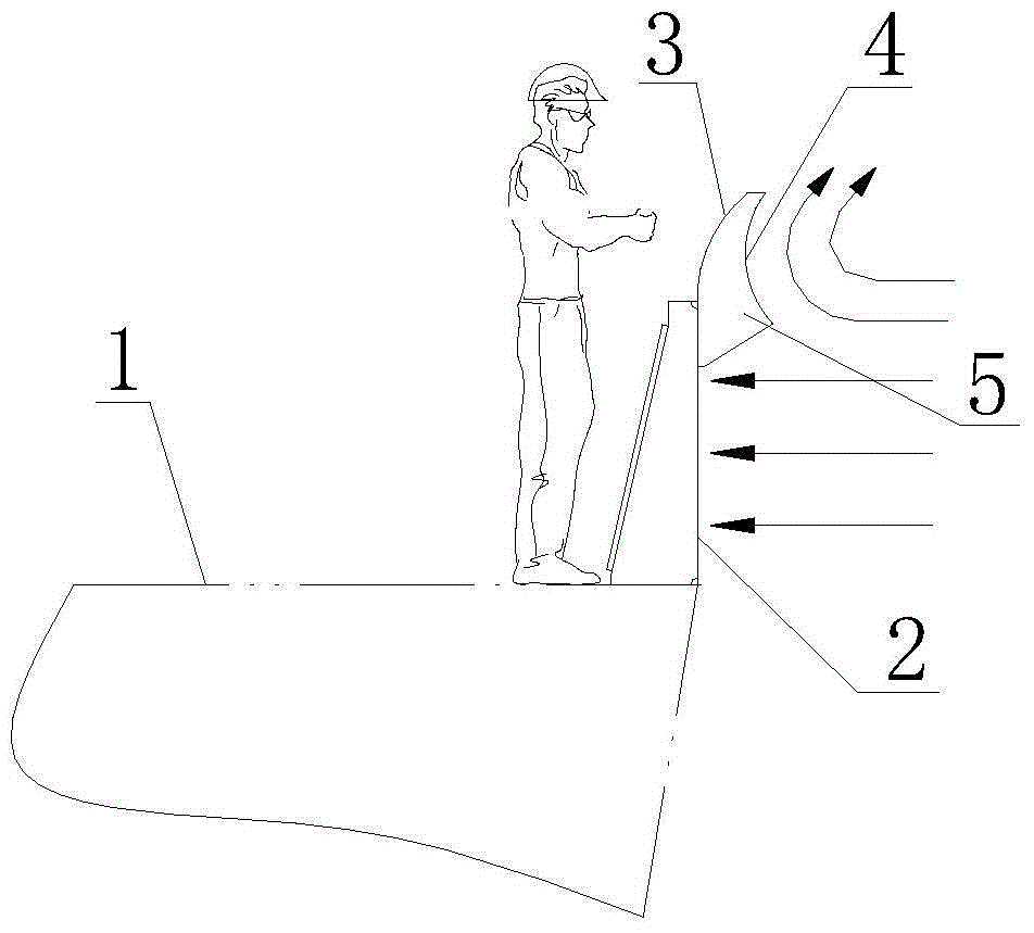 Wind shielding bulwark structure for ship observation platform