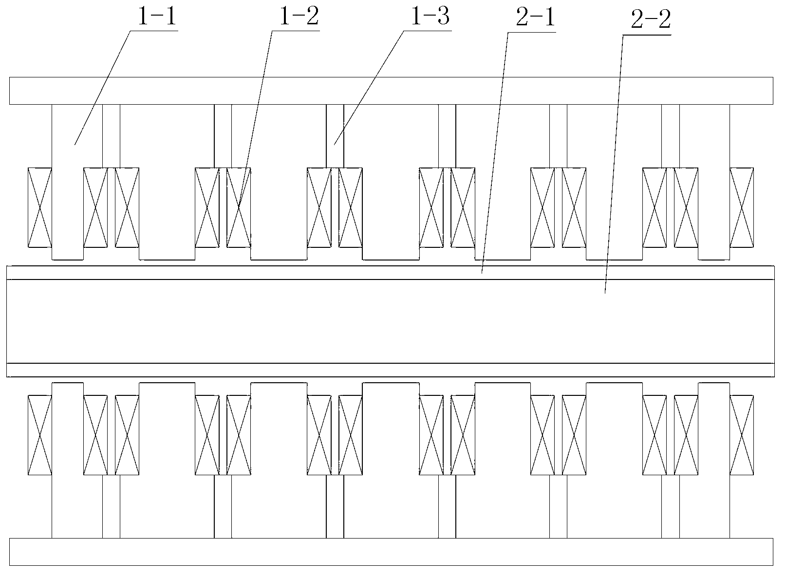 Linear electromagnetic damper with serially-connected magnetic circuit structure