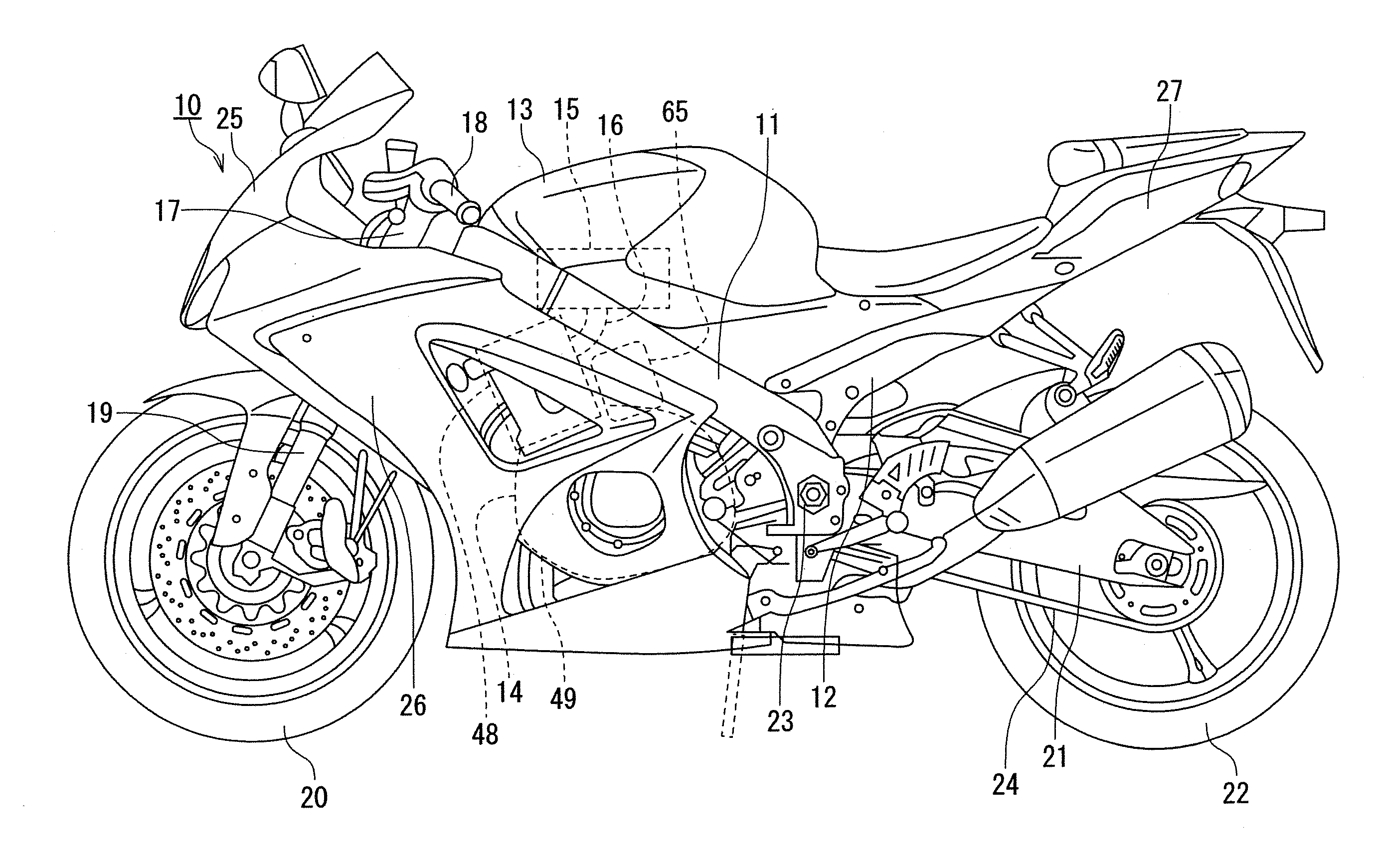 Canister device for motorcycle
