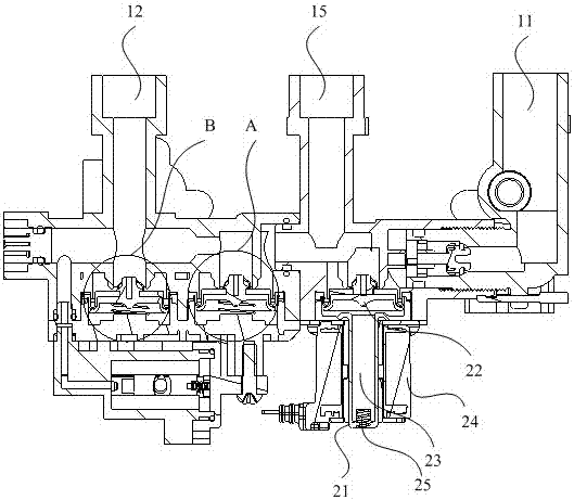 Combined valve, hot water system and hot water system control method