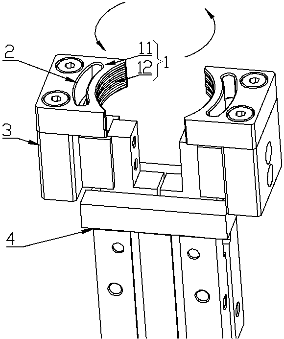 Two-claw cylinder clamping jaw mechanism for round piece