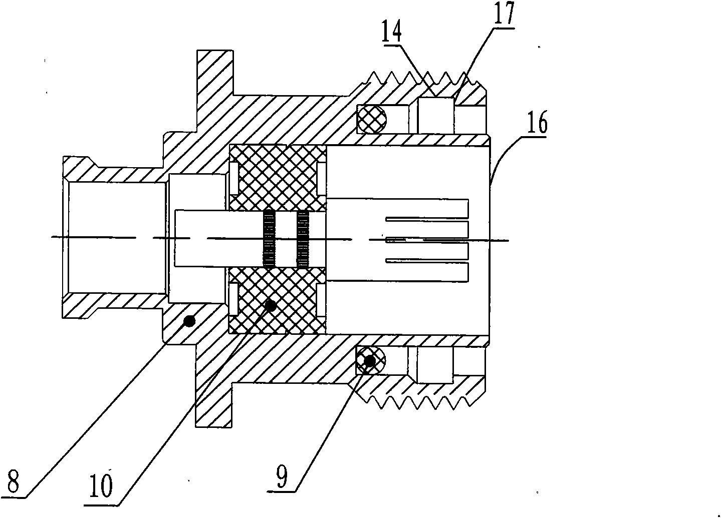 High-power radio frequency connector provided with fast locking and separation mechanism