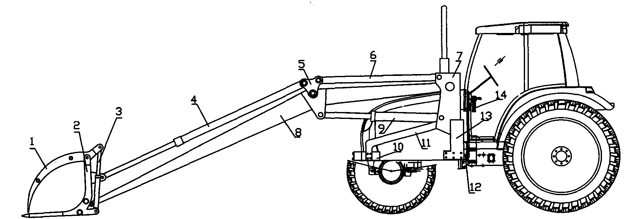 Grass grasping device with large-sized wheeled tractor