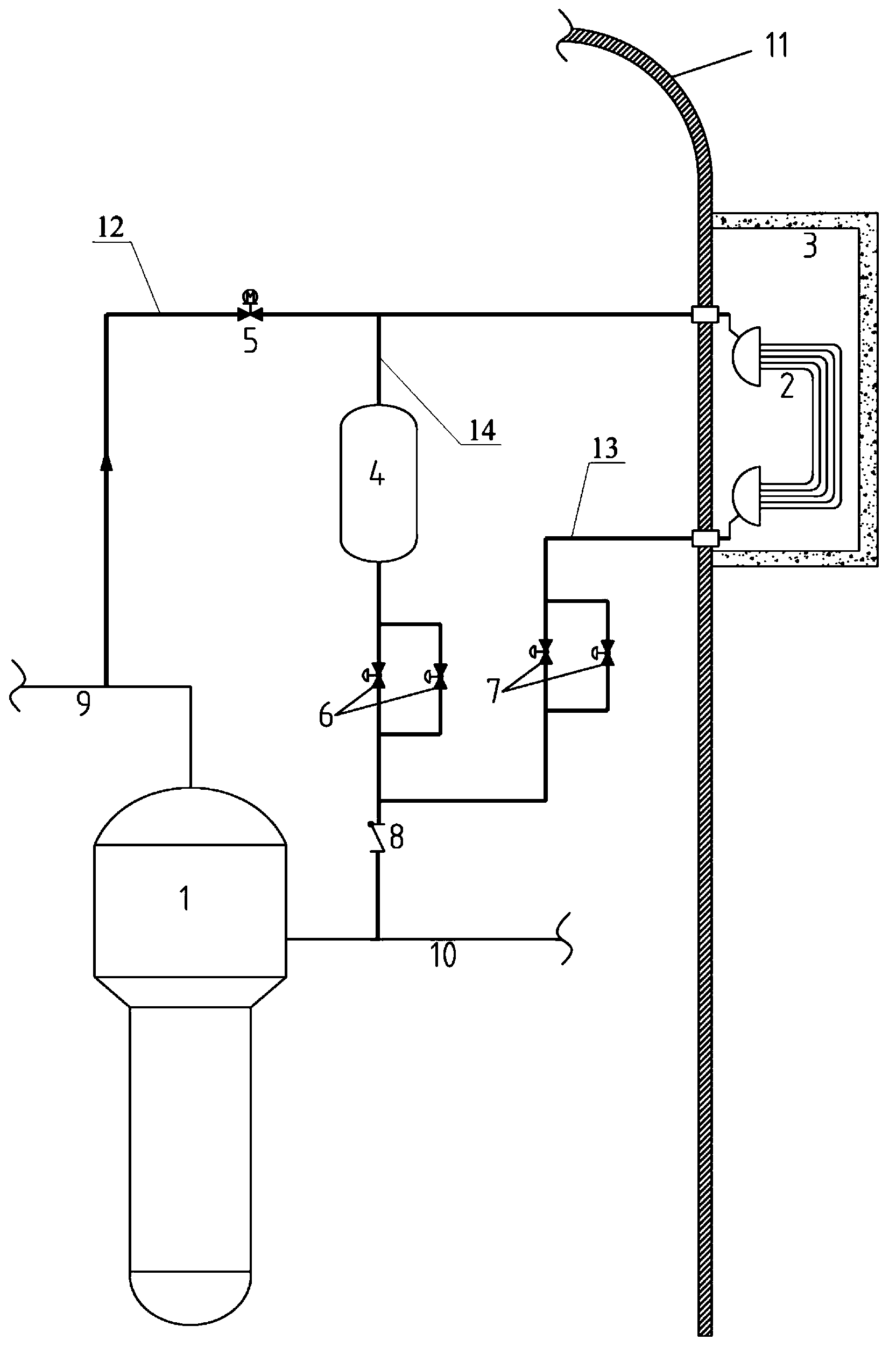 Passive waste heat discharge system of nuclear power station steam generator secondary side