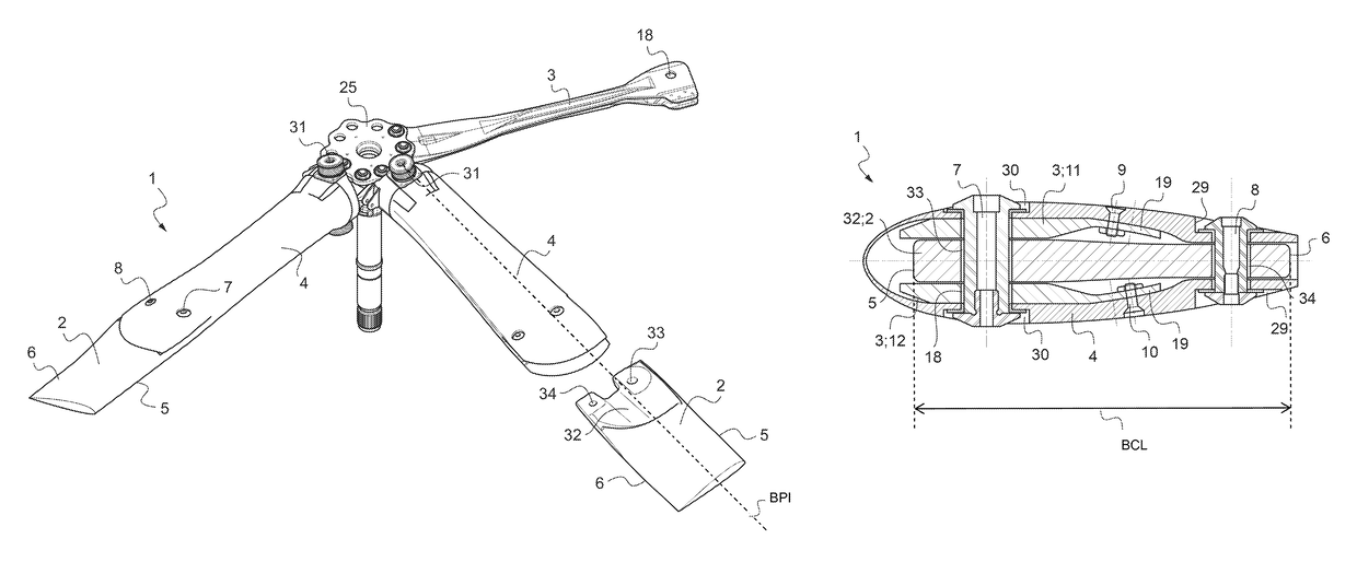 Connection joint for attaching an airfoil blade to a helicopter's bearingless main rotor