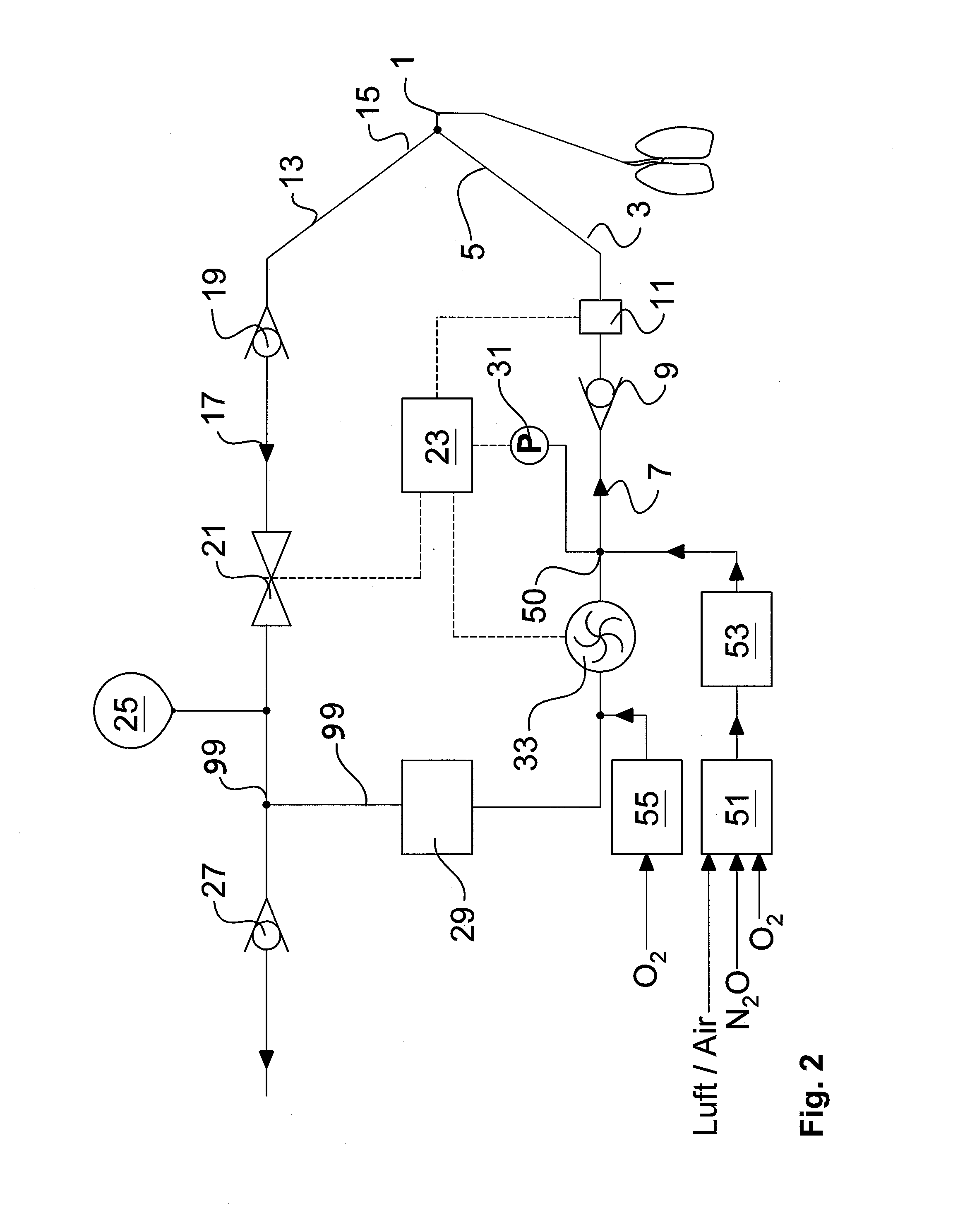 Respiration system for an anesthesia apparatus