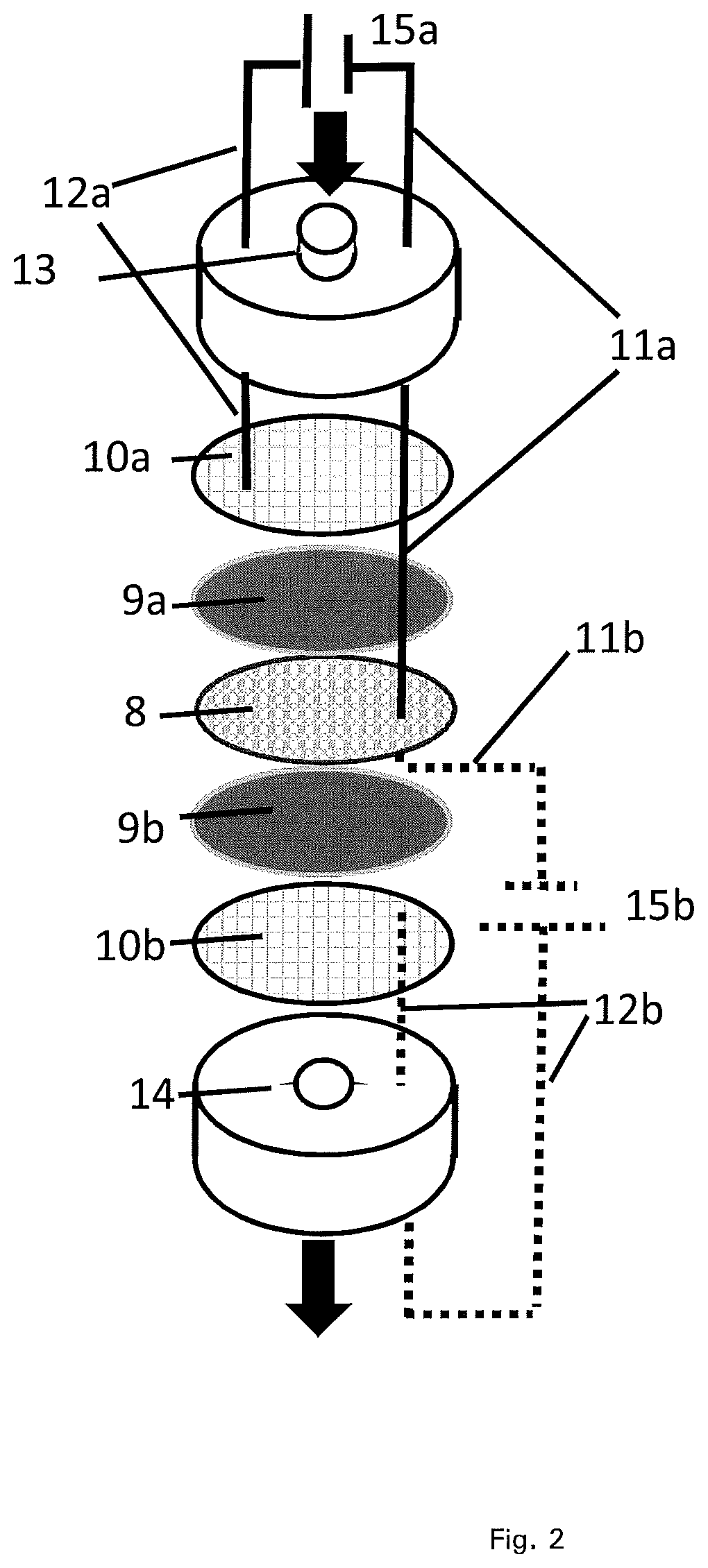 Method for separating charged biologically active substances from liquids and the recovery thereof