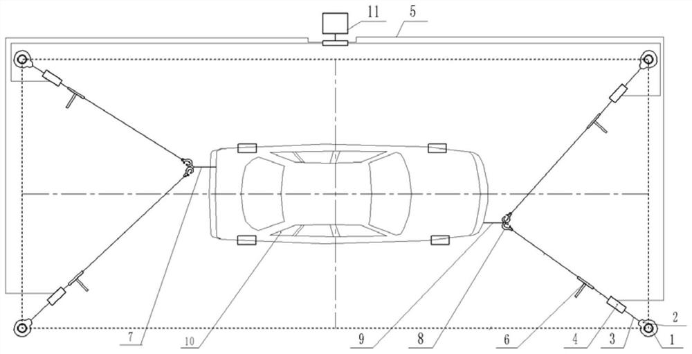 Vehicle dynamic balance tensioning method and tightening device on drum test bench in anechoic chamber