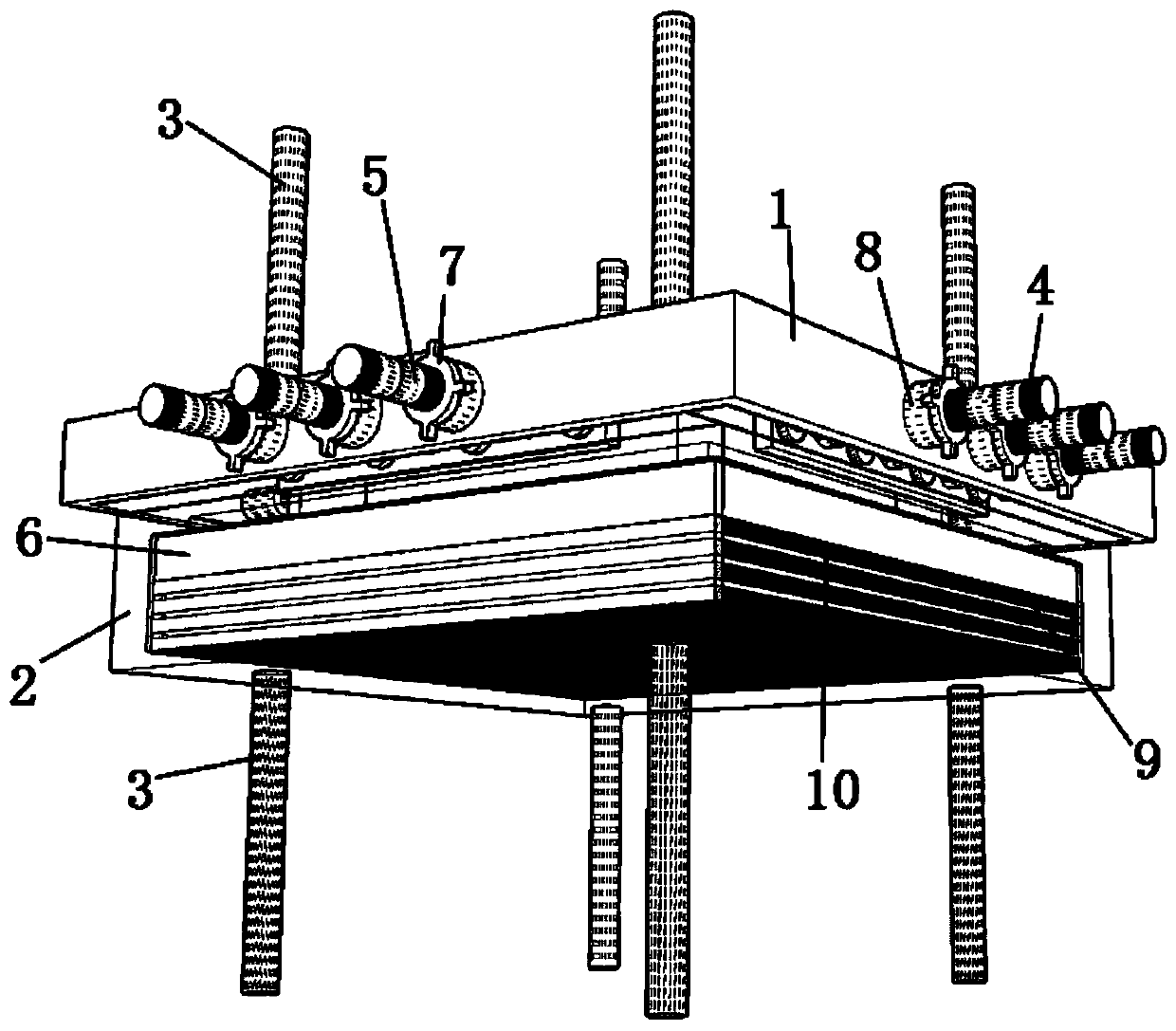 Oil pressure type shock absorption and isolation support and using method thereof