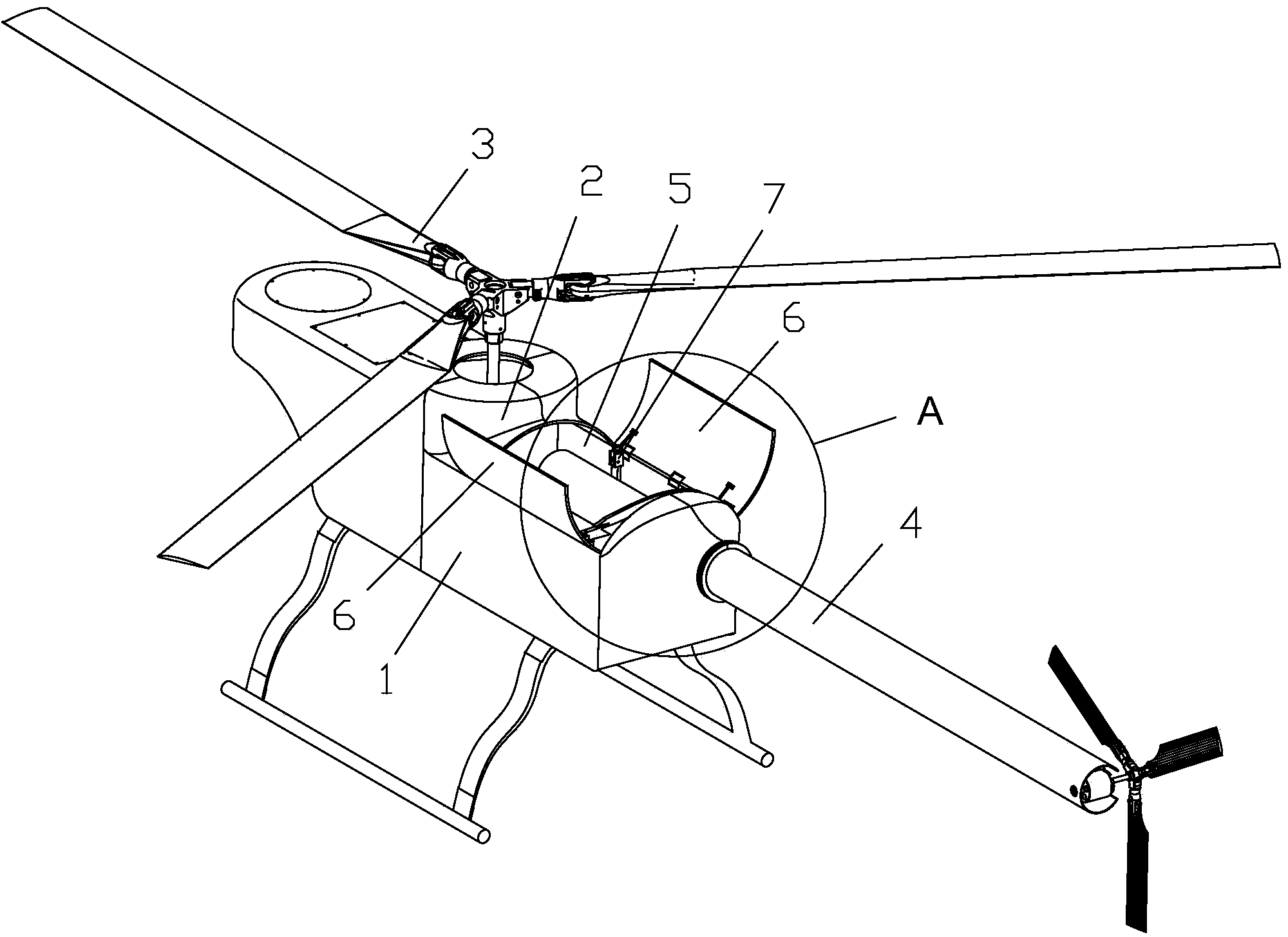 Case opening and closing system of unmanned helicopter