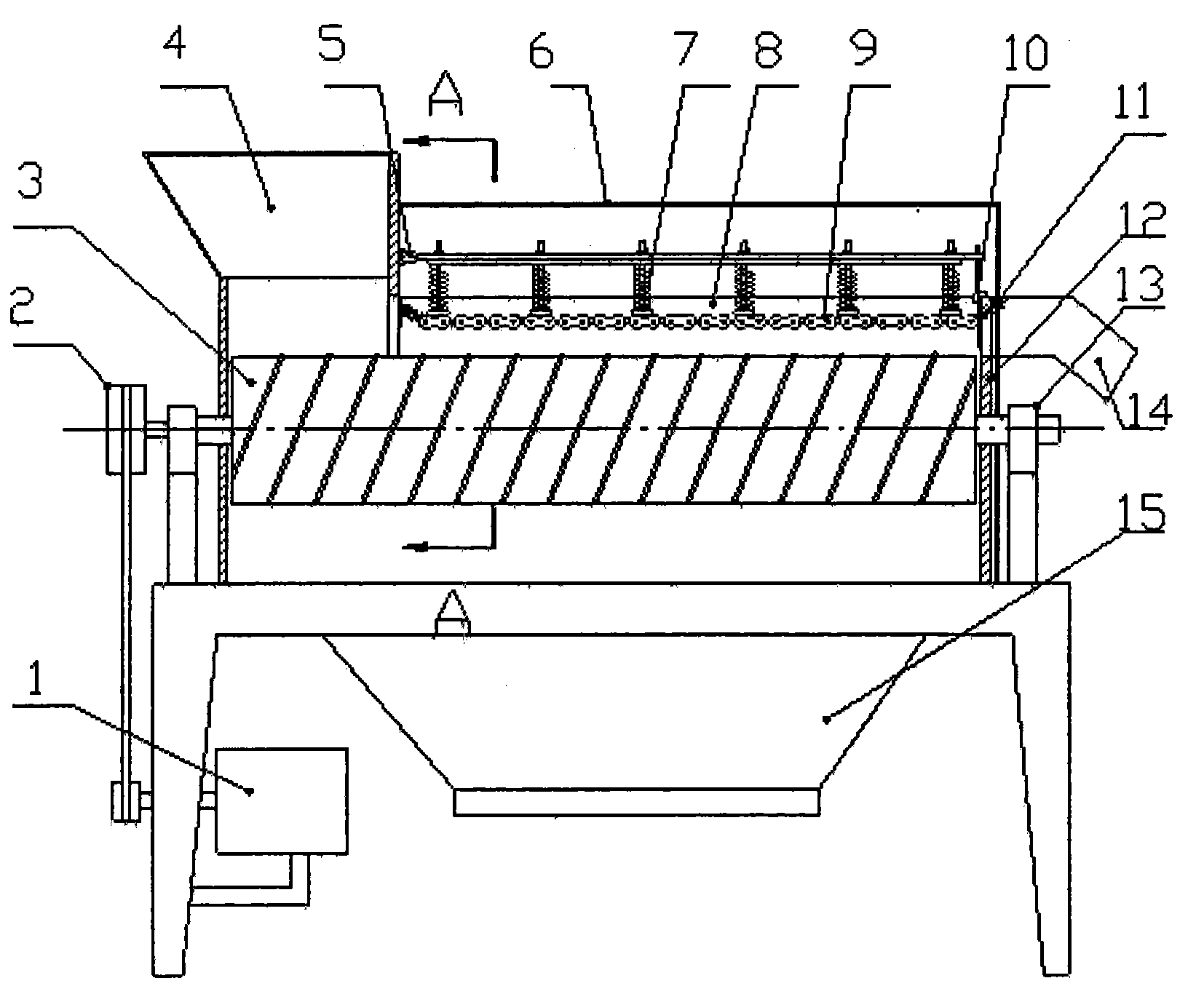 Chain type peeling machine for macadamia nut