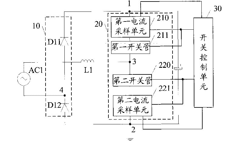 Totem-pole bridgeless circuit system and current sampling device
