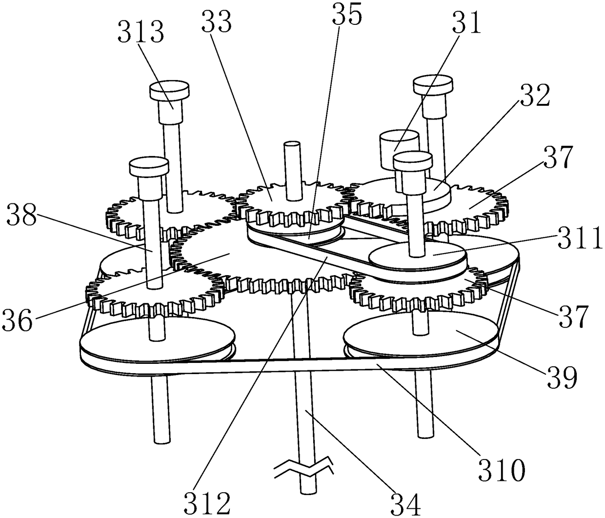 A processing device integrating clamping, grinding, smearing and unloading