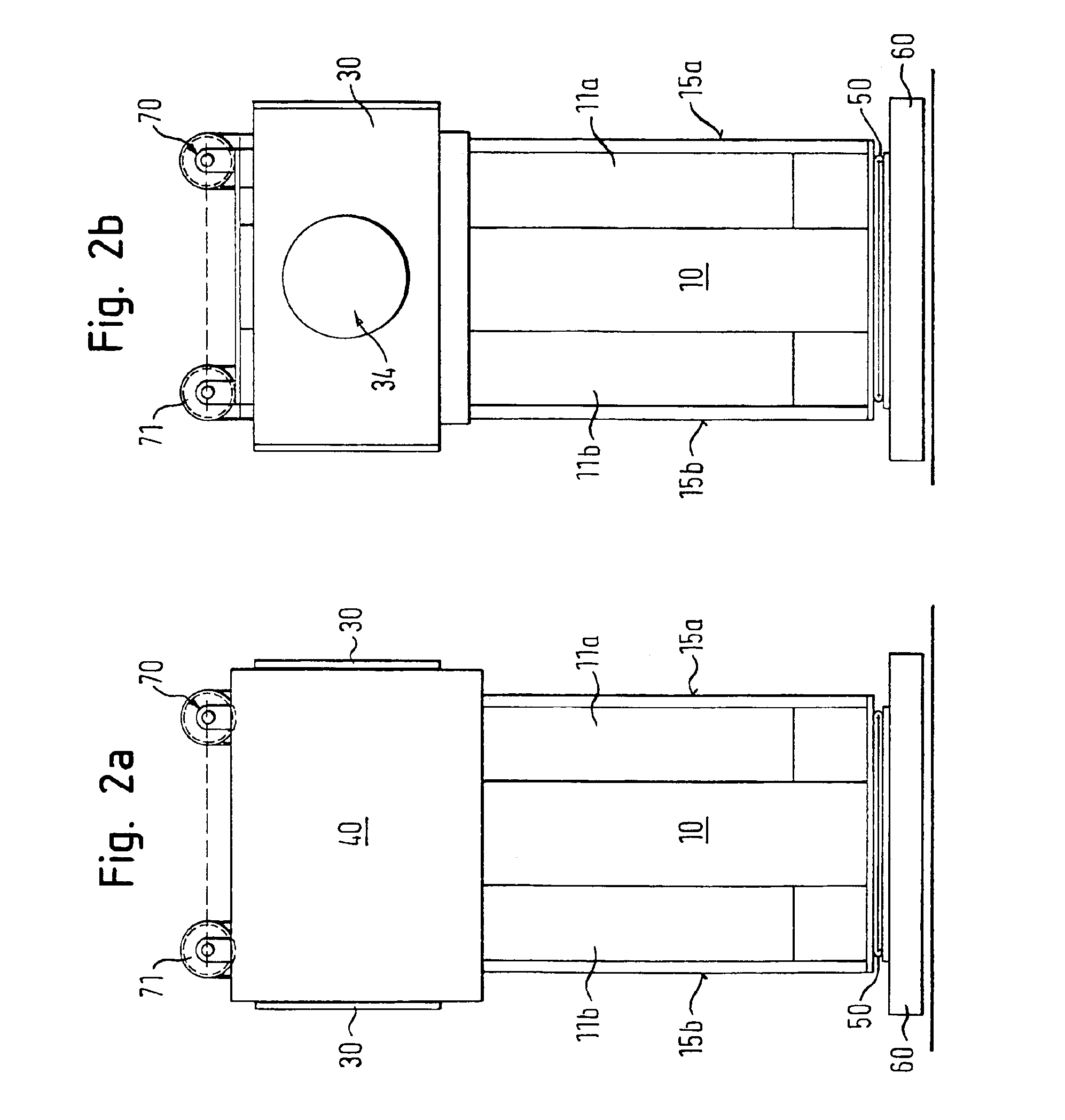 Handling device, especially for positioning a test head on a testing device