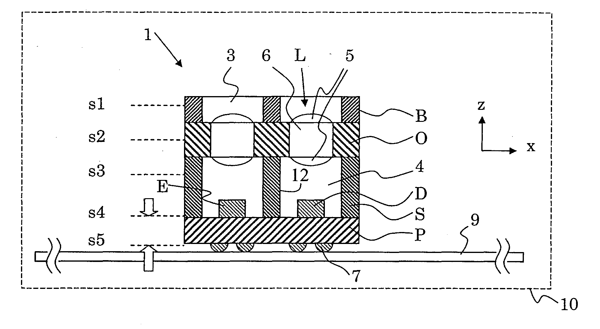 Opto-electronic module including a non-transparent separation member between a light emitting element and a light detecting element