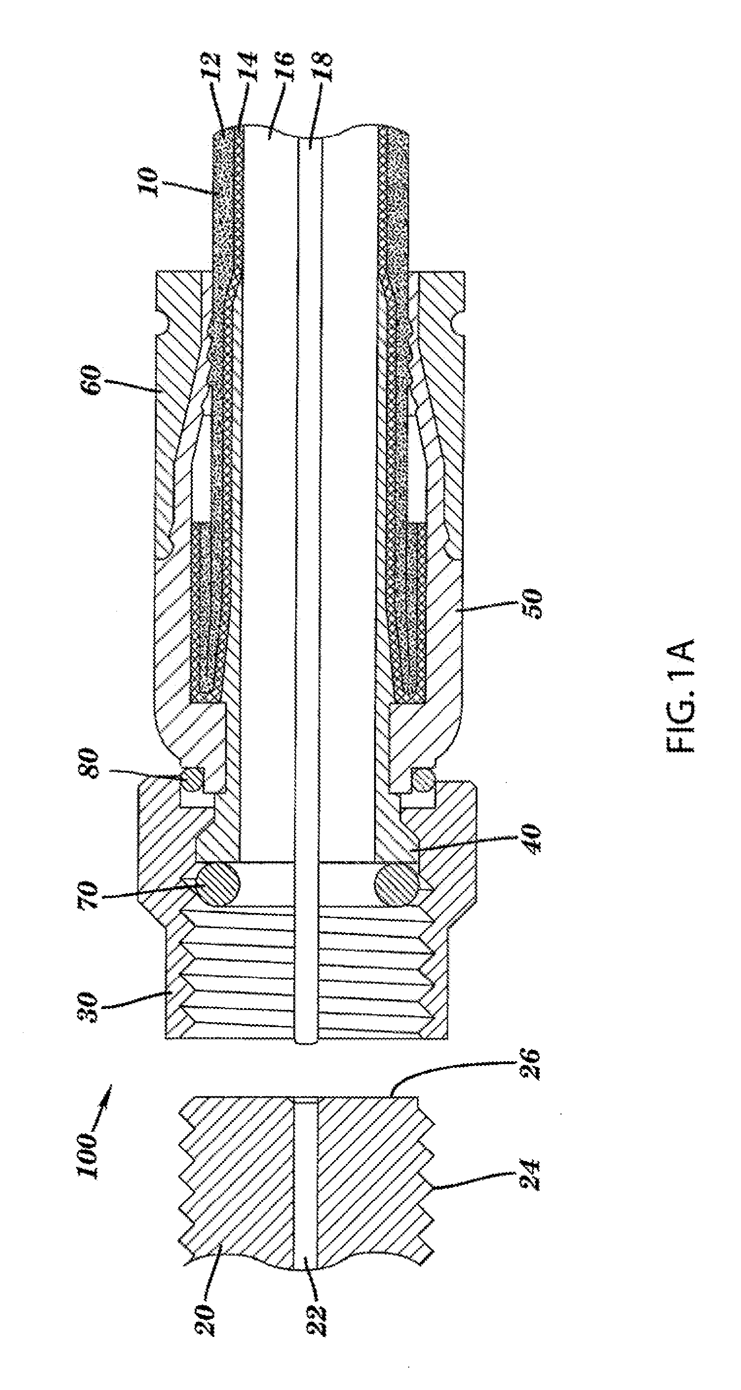 Connector having a conductively coated member and method of use thereof