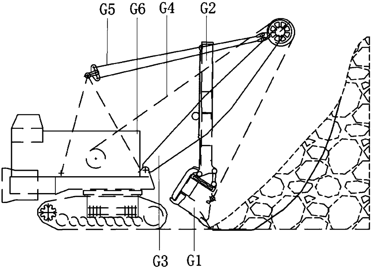Pose detection device of cargo boom of mining excavator and control method