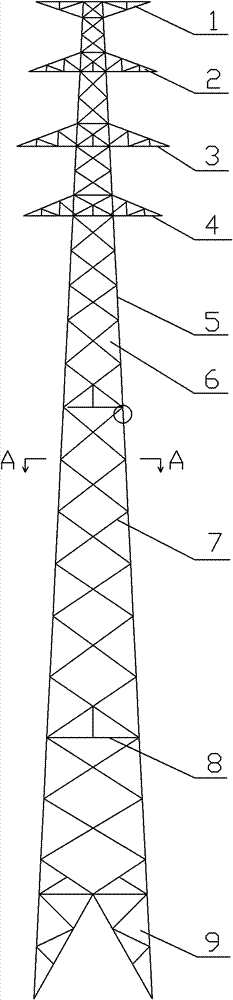 Four-pipe tower of power transmission line