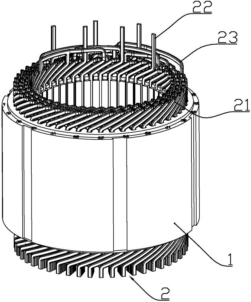 Three-phase motor stator structure and motion