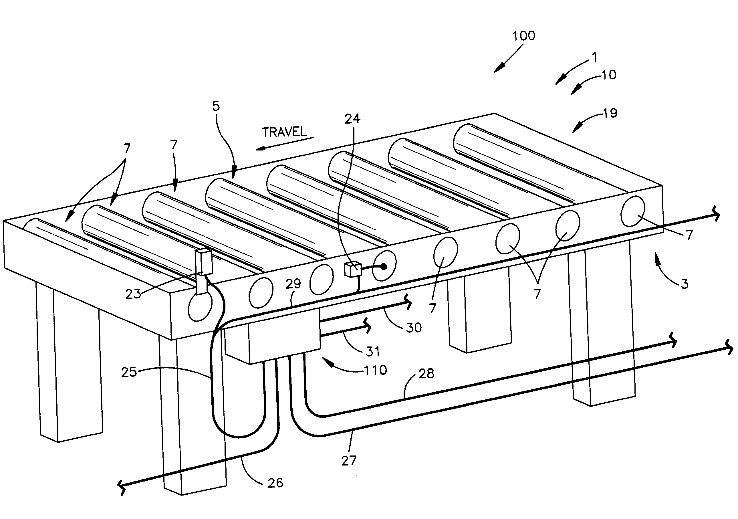 Control and power distribution system for a conveyor