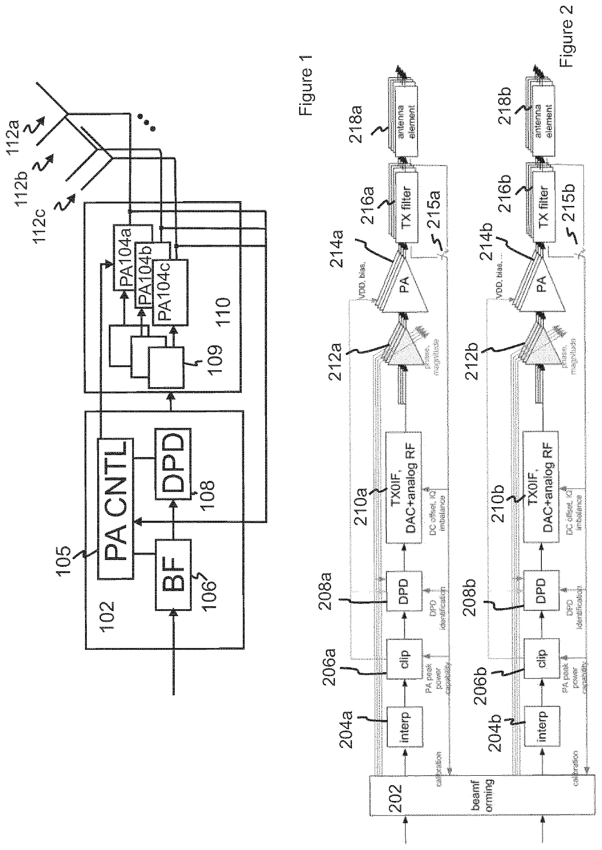 Linearizing Power Amplifiers' Outputs in Multi-Antenna System
