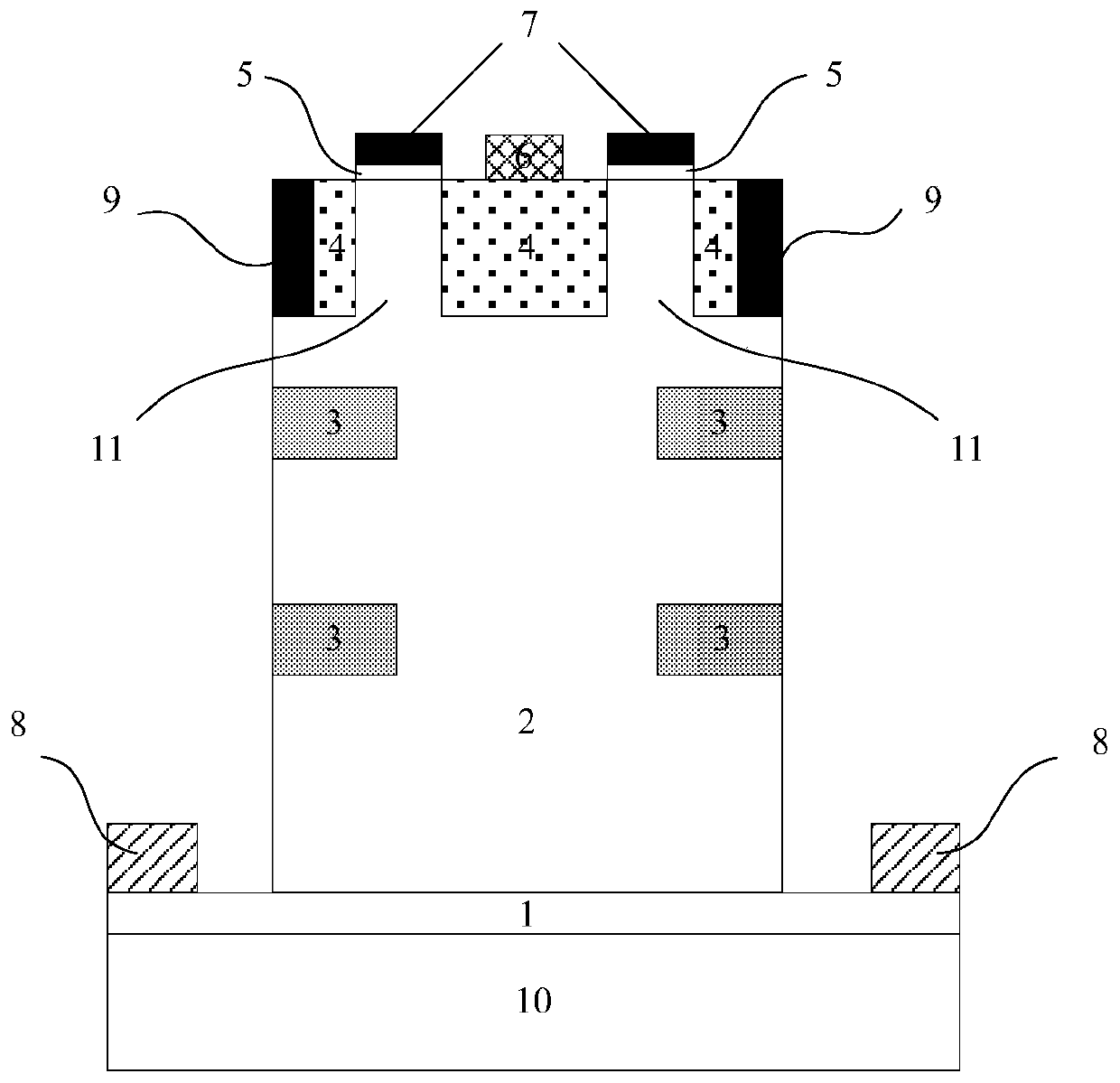 GaN longitudinal reverse conducting junction field effect transistor