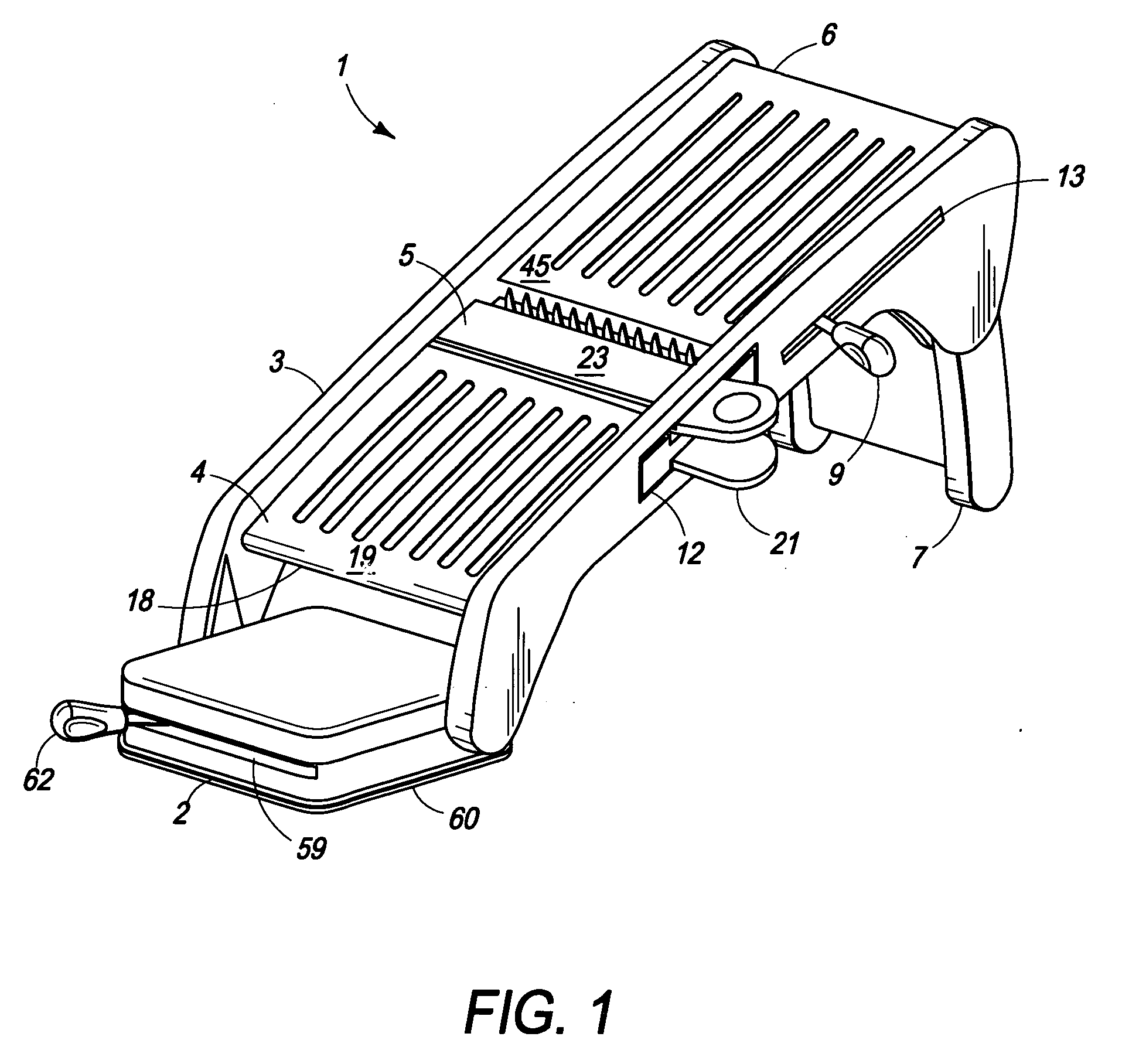 Food slicer with suction device and adjustable cutting surface