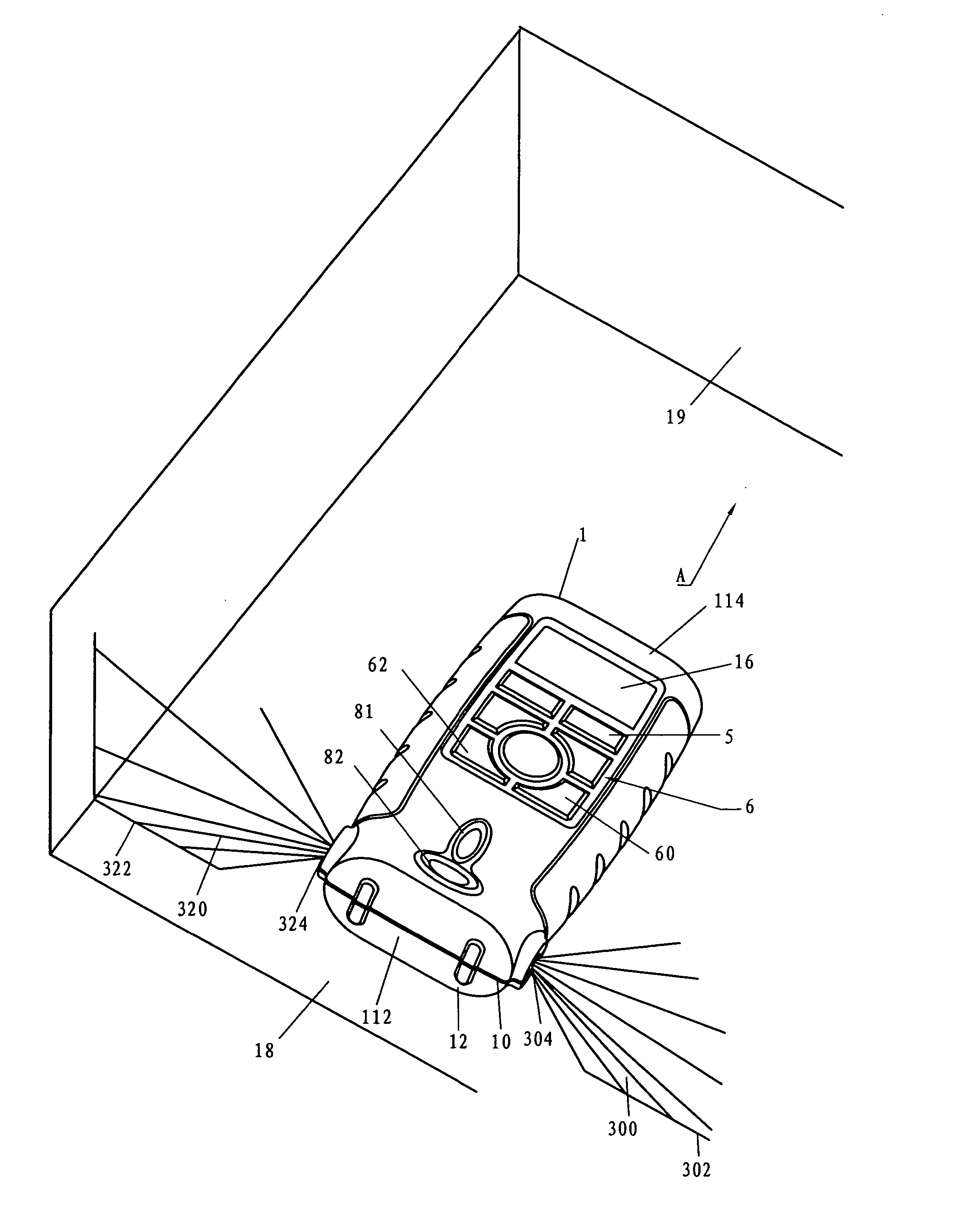 Distance measuring device with laser indicating device