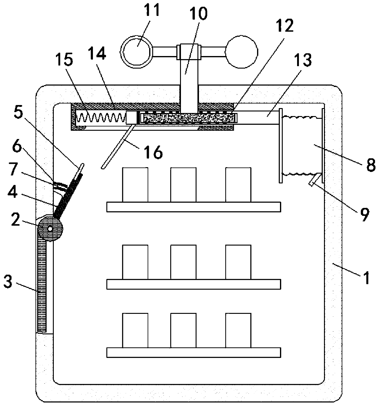 Alternating-current distribution box based on wind power opening and closing heat dissipation