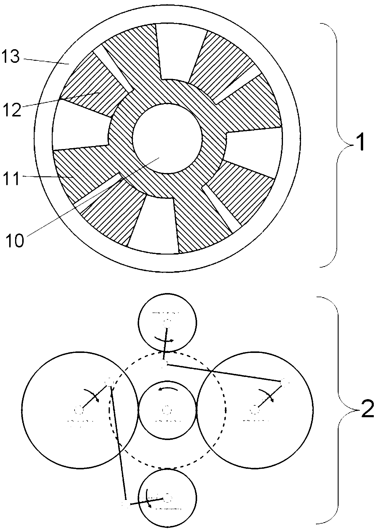Ordinary gear train and non-uniform transmission mechanism combined power transmission device