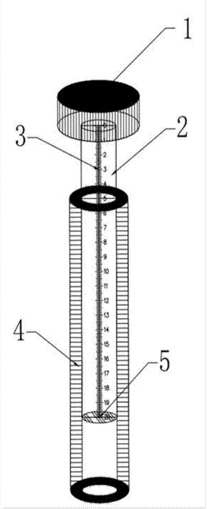 Measuring and reading device for a water and soil erosion survey pin and using method thereof
