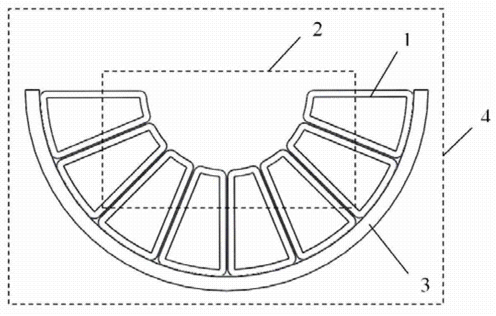 Non-iron-core permanent disc type motor stator and assembly method thereof