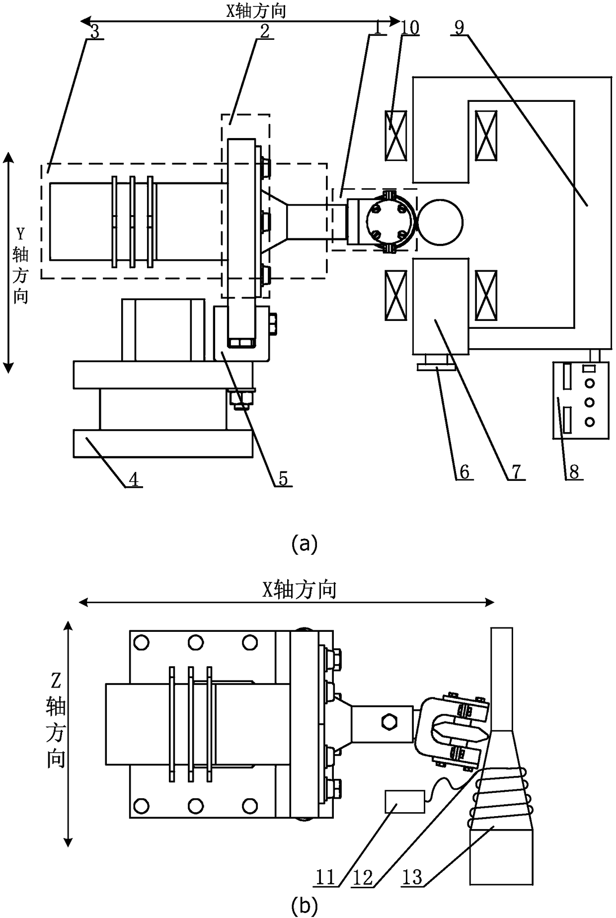 Multi-field coupling roll finishing device for conical surface