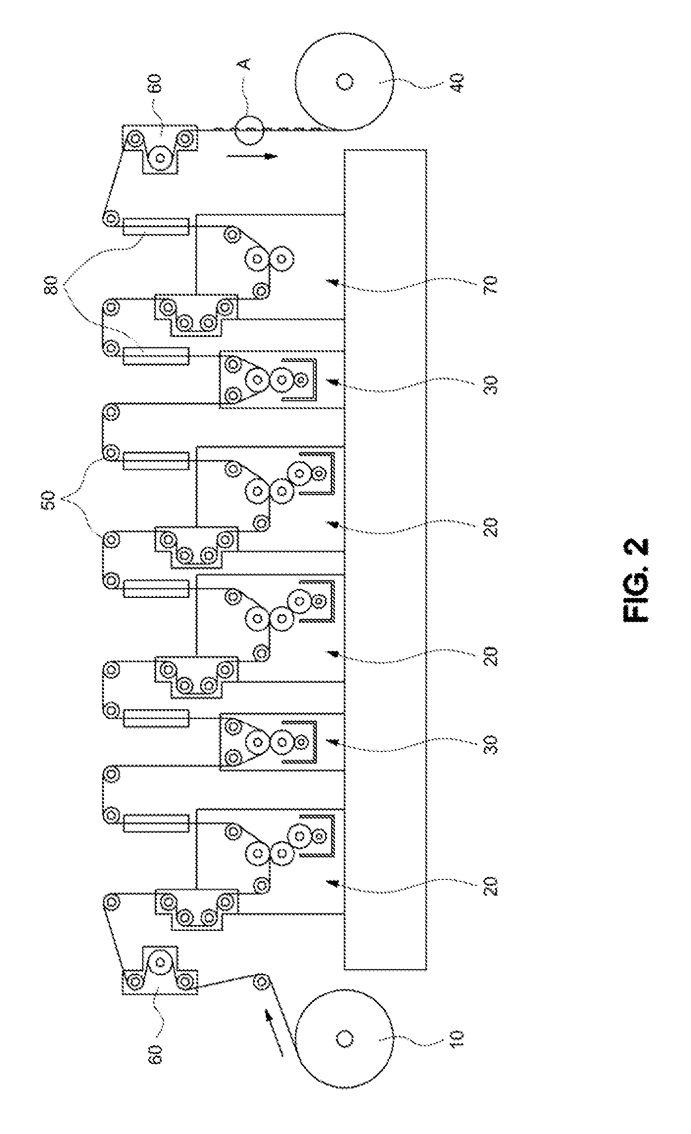 Method and apparatus for manufacturing electronic device using roll-to-roll rotary pressing process