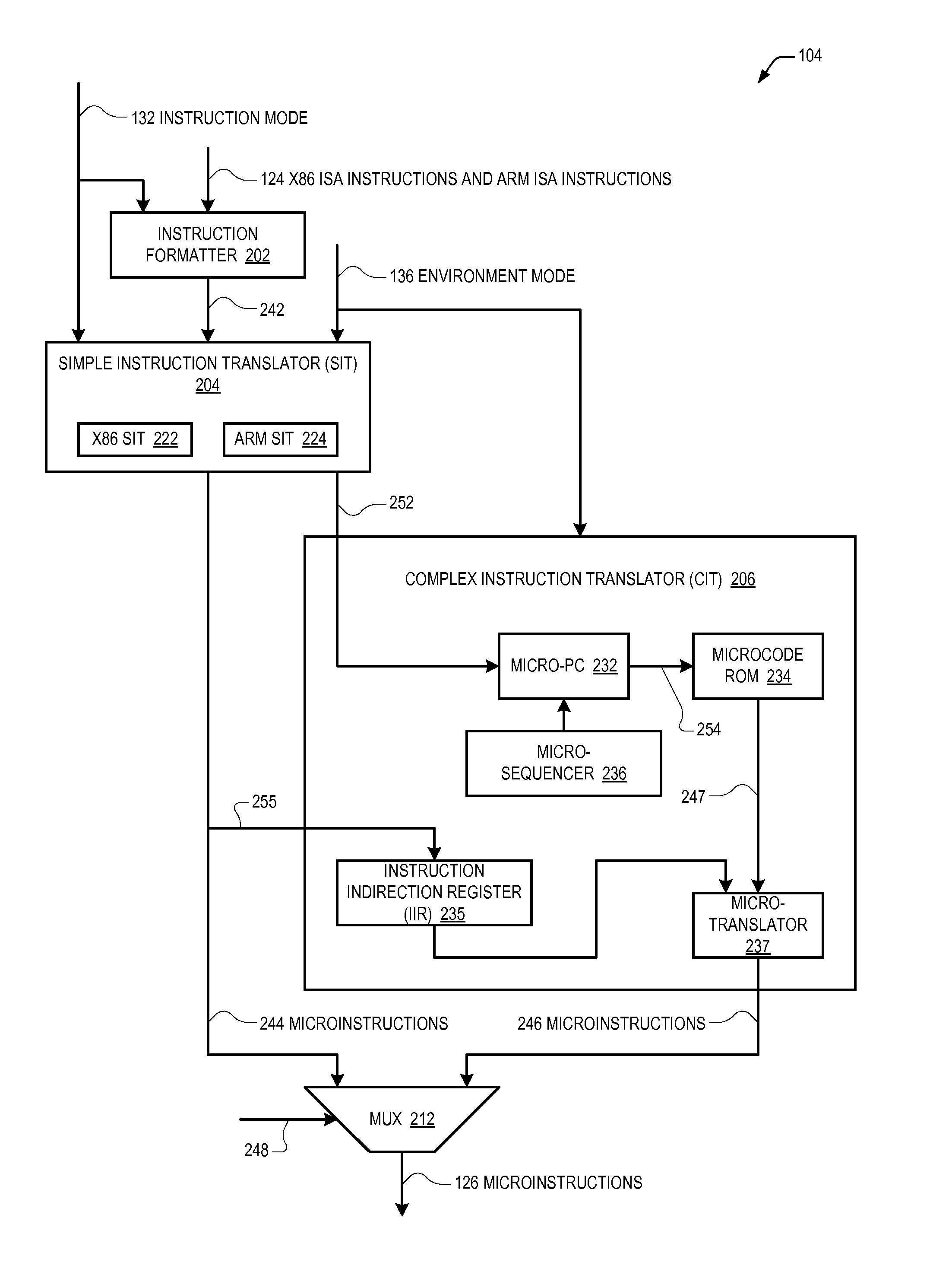 Heterogeneous isa microprocessor with shared hardware isa registers