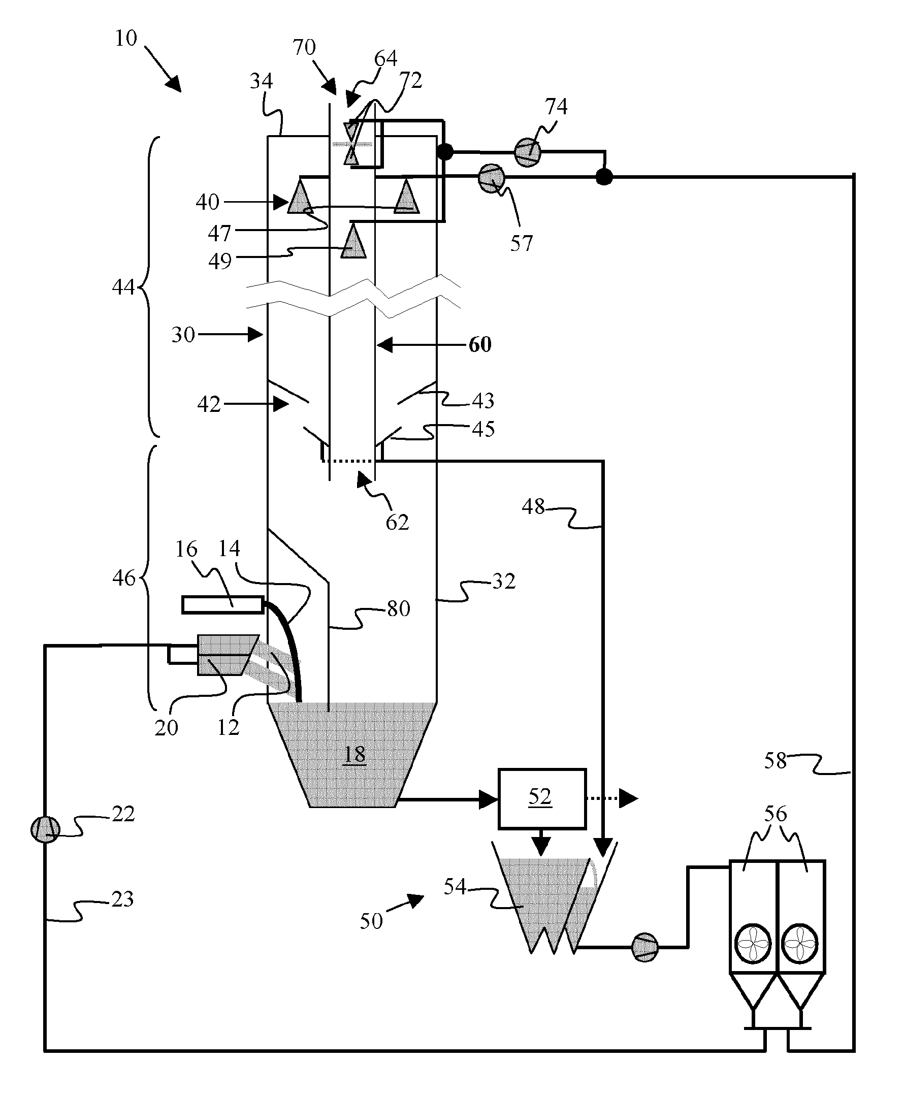 Steam condensation tower for a granulation installation